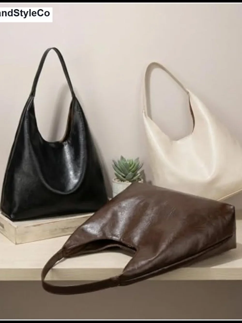 Slouchy Hobo Shoulder Bag PU Faux Leather Everyday Purse